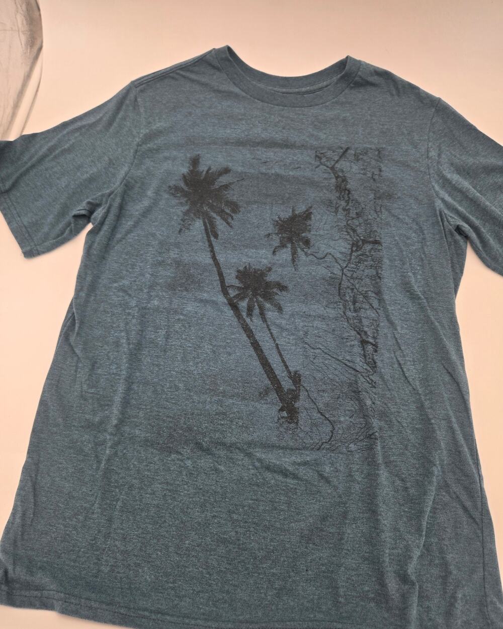 Apt. 9 Palm Tree Graphic T-Shirt Men's Blue Teal Heathered Tee